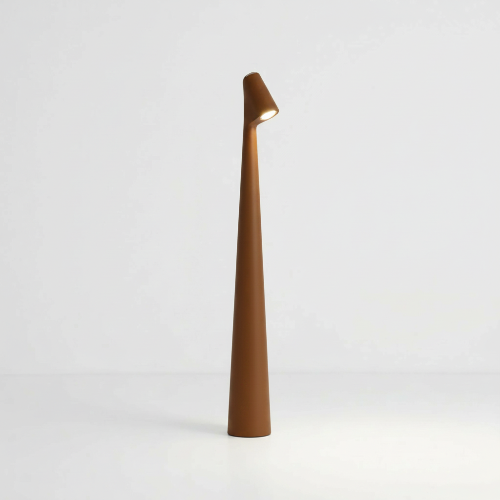 LumiCone - Minimalistisk Kegleformet Led Bordlampe Brun Nuvenci.dk