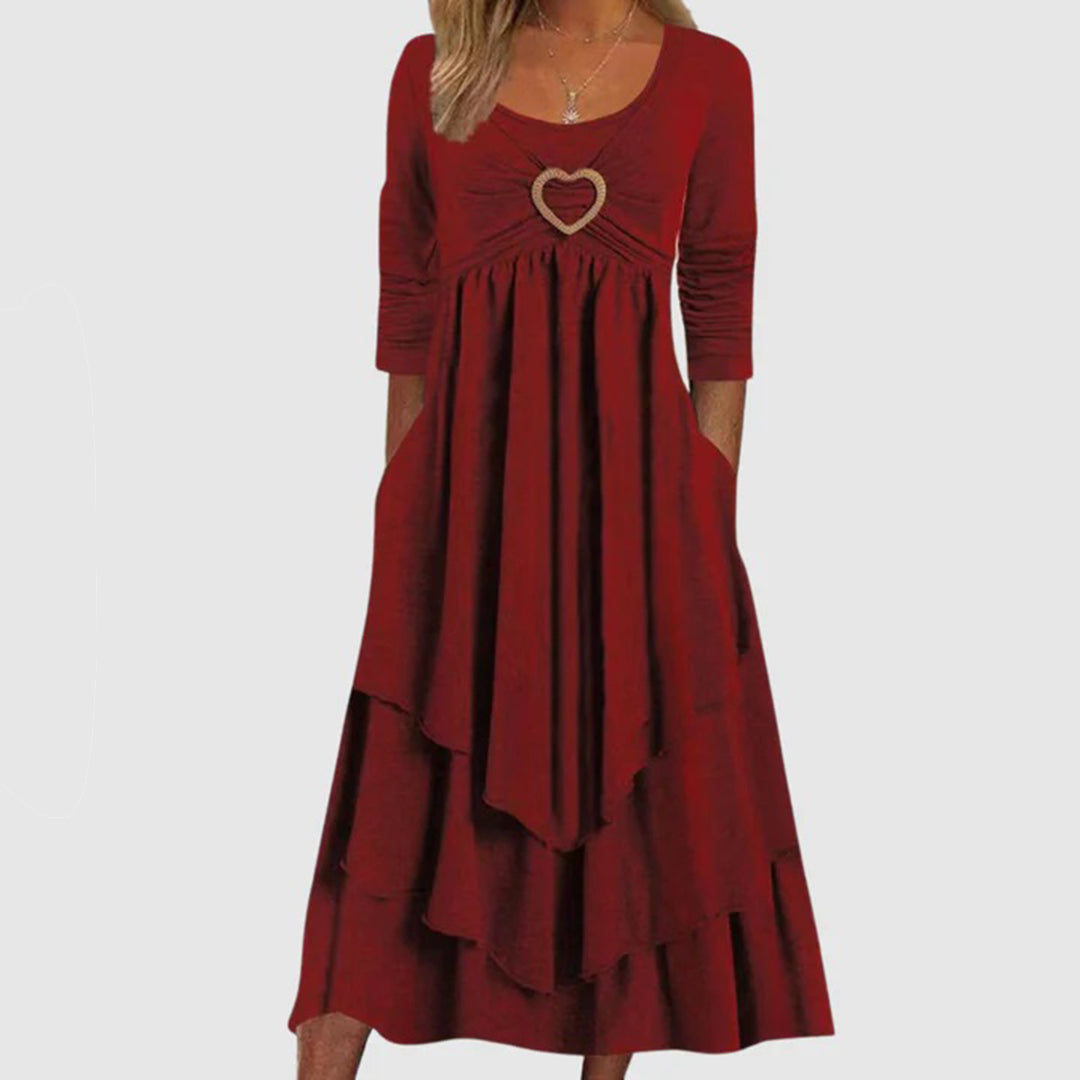 Amelia | Elegant Lang Kjole med Komfort | Dame
