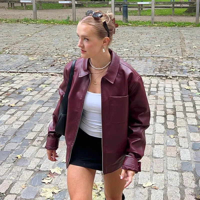 Camille | Dame Jakke – Elegant Oversized Design i Bæredygtigt Læder 3