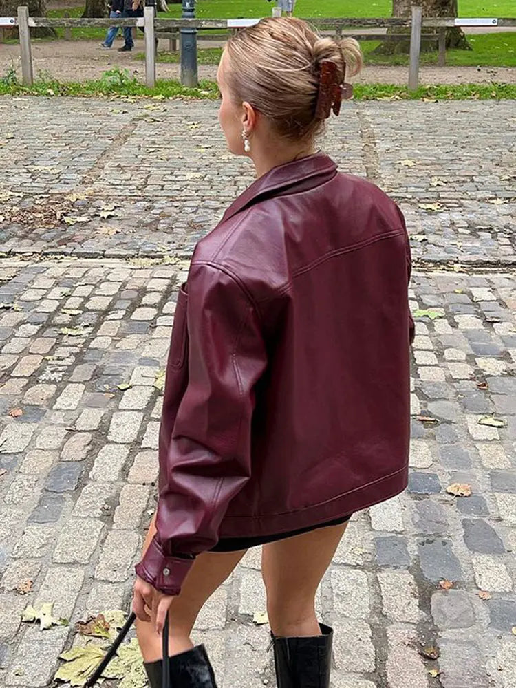 Camille | Dame Jakke – Elegant Oversized Design i Bæredygtigt Læder 2