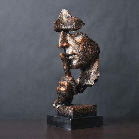 SerenitySculpt | Retro & Kreativ Stille Mand Statue1