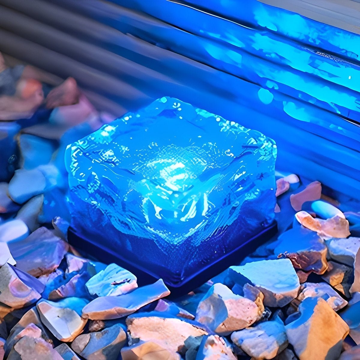 Solarglow - Solardrevet Terningformet Havelampe Blå Nuvenci.dk