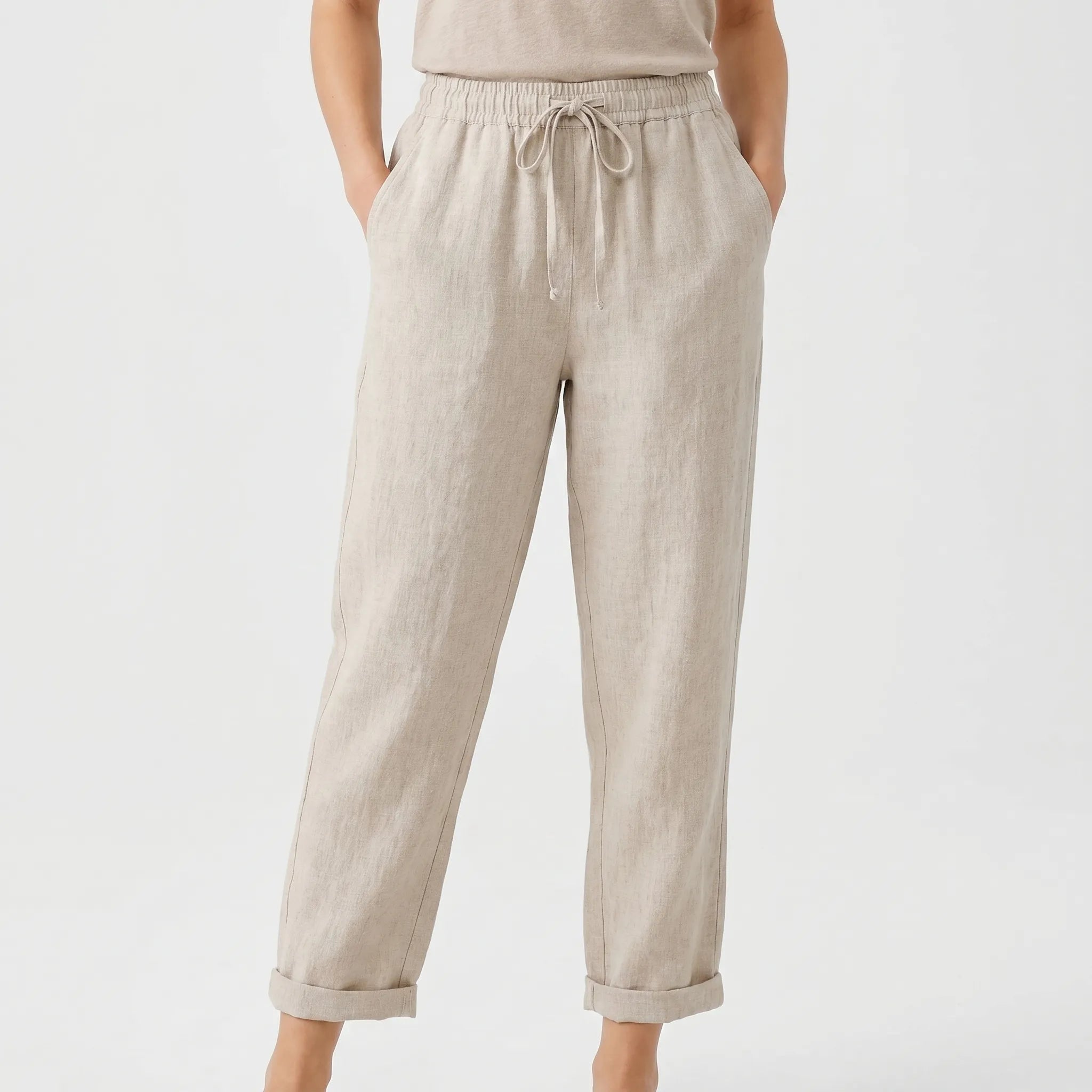 Charlene - Lette Sommerbukser Beige Nuvenci.dk