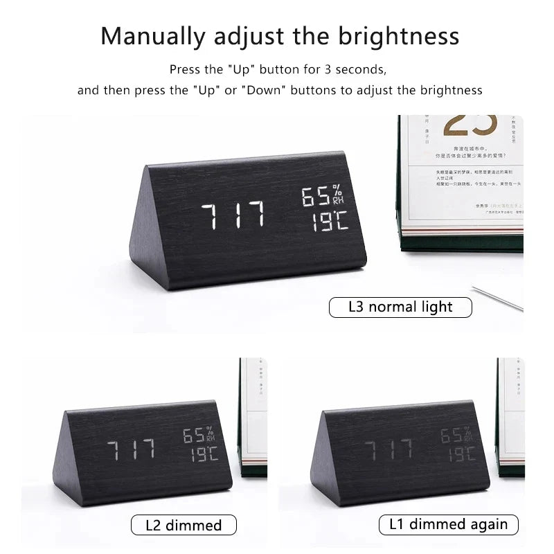Timbello - Digital LED-Vækkeur Med Trælook Nuvenci.dk