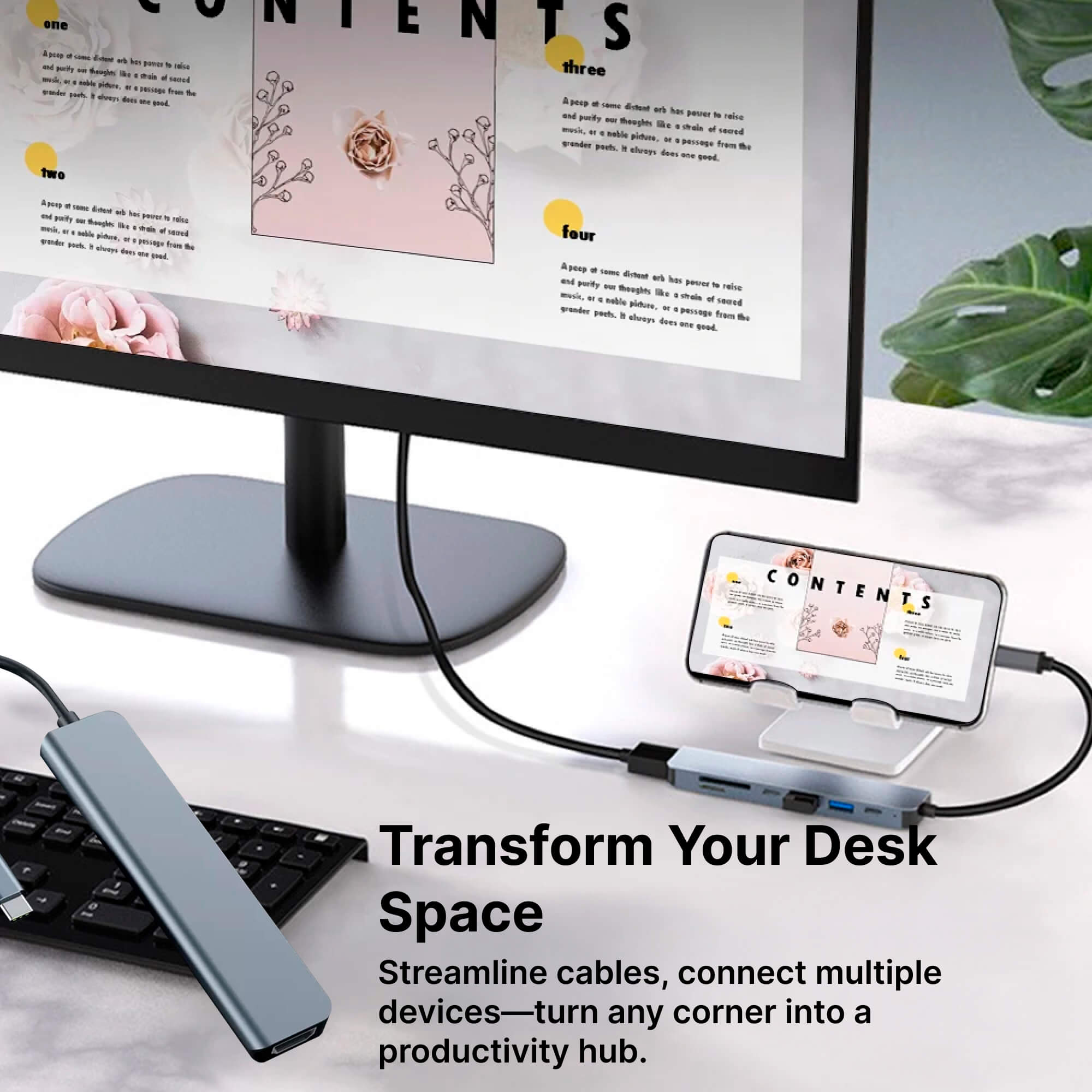 LinkZone | USB-C Hub – Hurtig Opladning & 4K Skærm