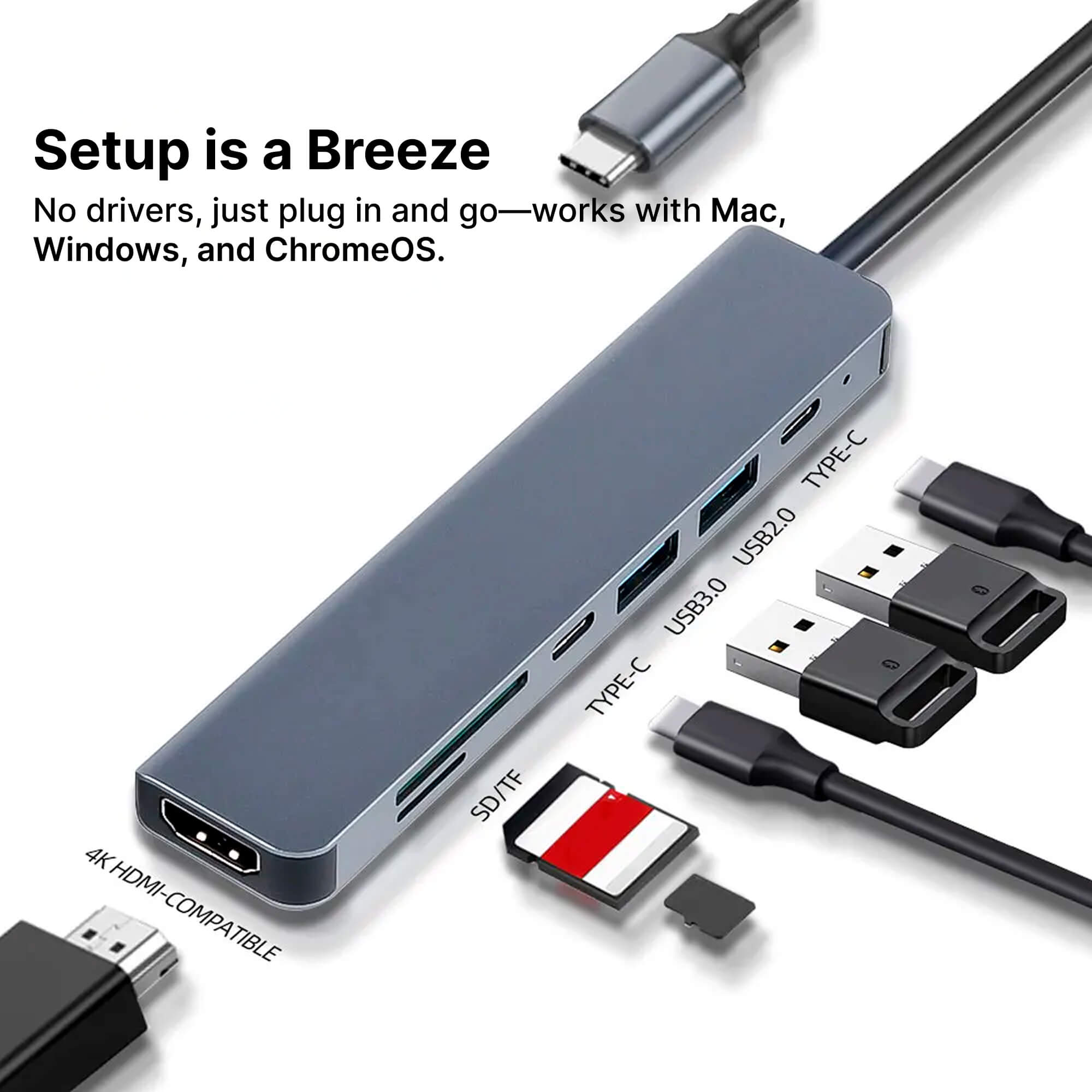 LinkZone | USB-C Hub – Hurtig Opladning & 4K Skærm