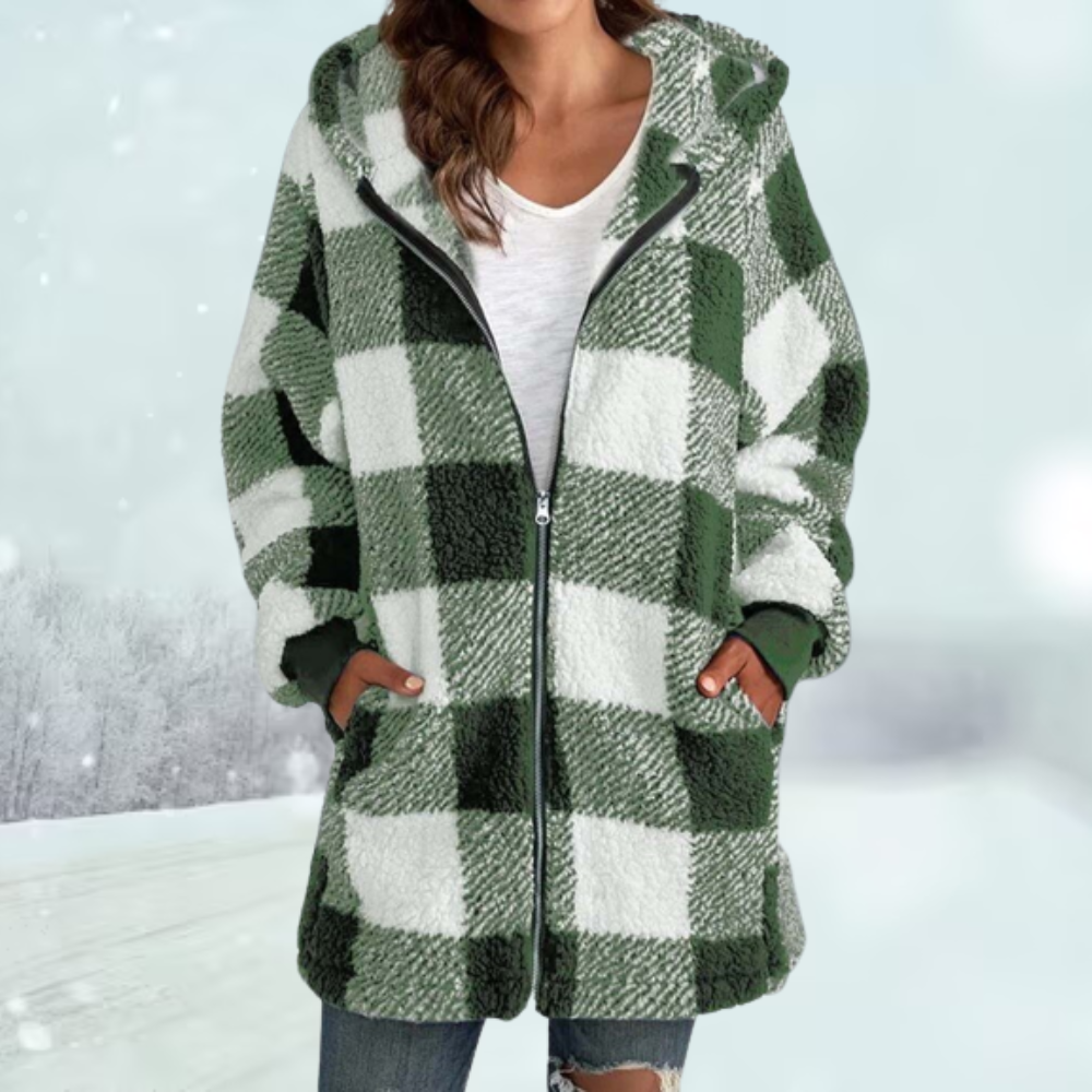 Tina | Karierte Winterjacke mit Kapuze2