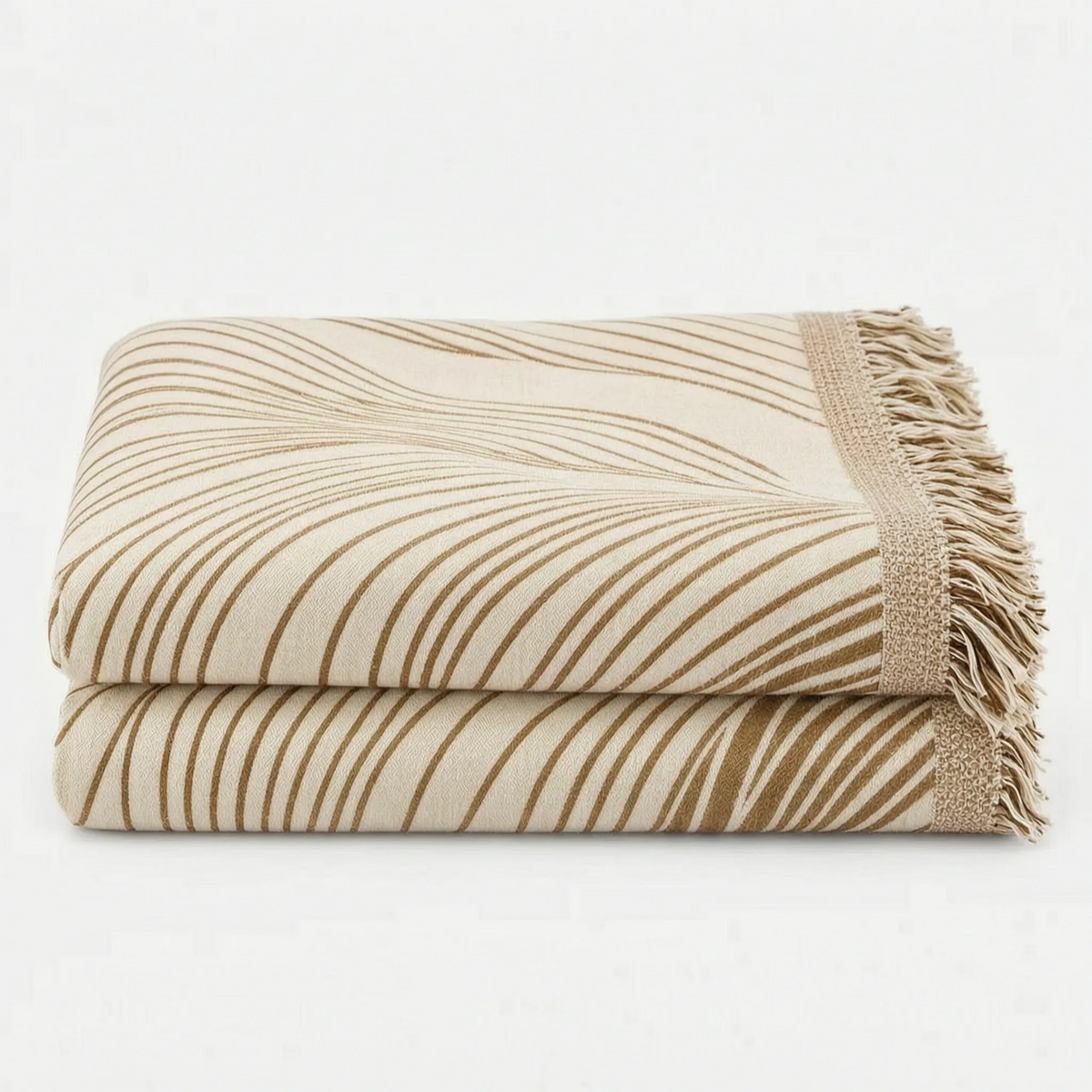 Wavegrove - Rektangulært Sofatæppe Med Grafisk Mønster Beige Nuvenci.dk