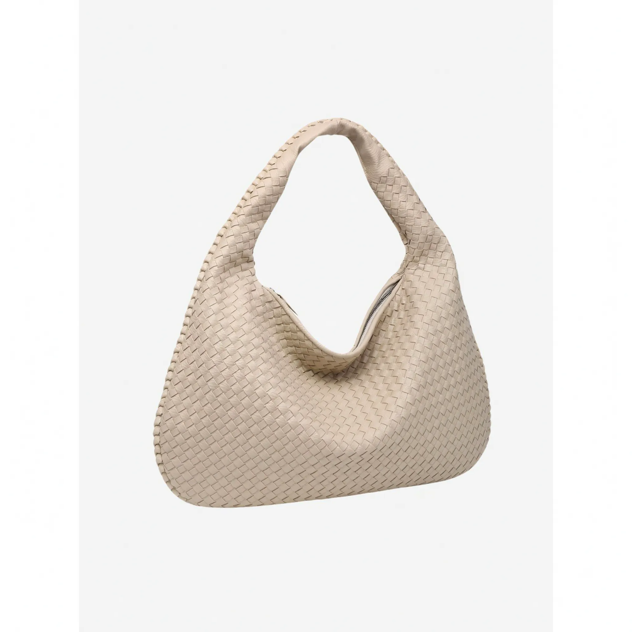 Ivy - Rummelig Flettet Skuldertaske Lys Beige Nuvenci.dk