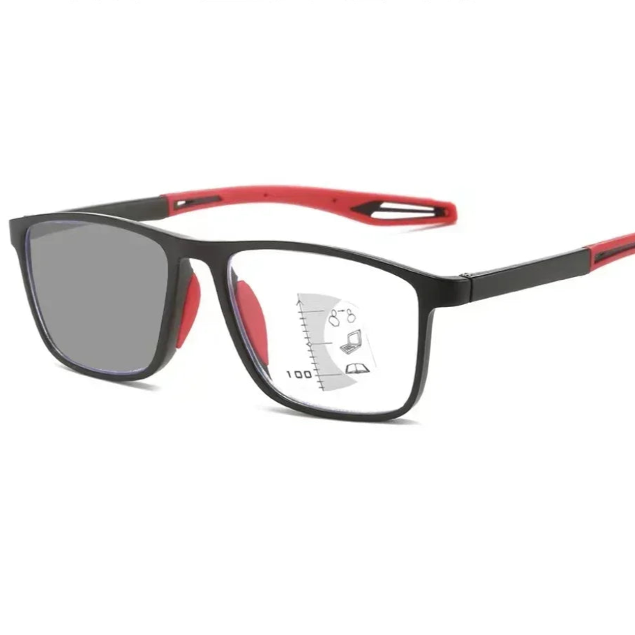 AeroLens | Fototropisk Læsebrille + Beskyttelsesbrille Rød-multifokal Nuvenci.dk