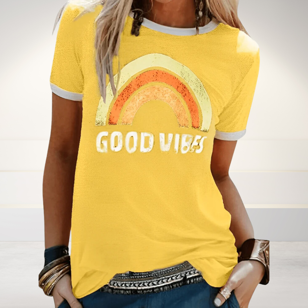 Almina | T-shirt til kvinder – Blød & Elegant Basis til Kvinder Gul Nuvenci.dk