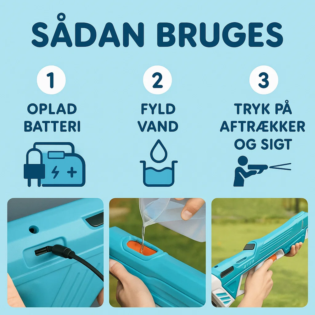 AquaBlast | Kraftfuld Elektrisk Vandpistol Nuvenci.dk