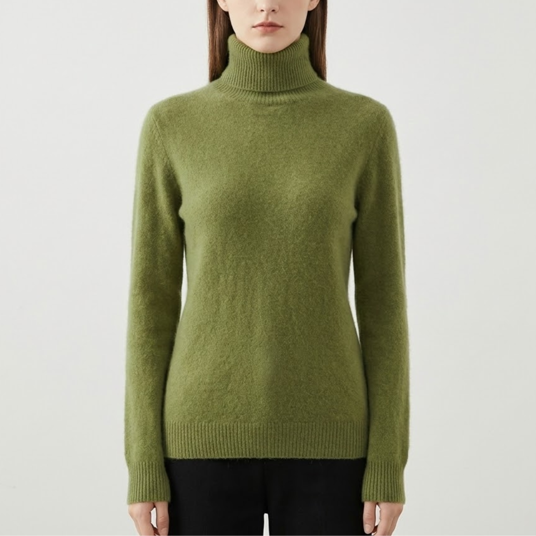 Ara | Blød Højhalset Cashmere Strik | Damer Armygrøn Nuvenci.dk
