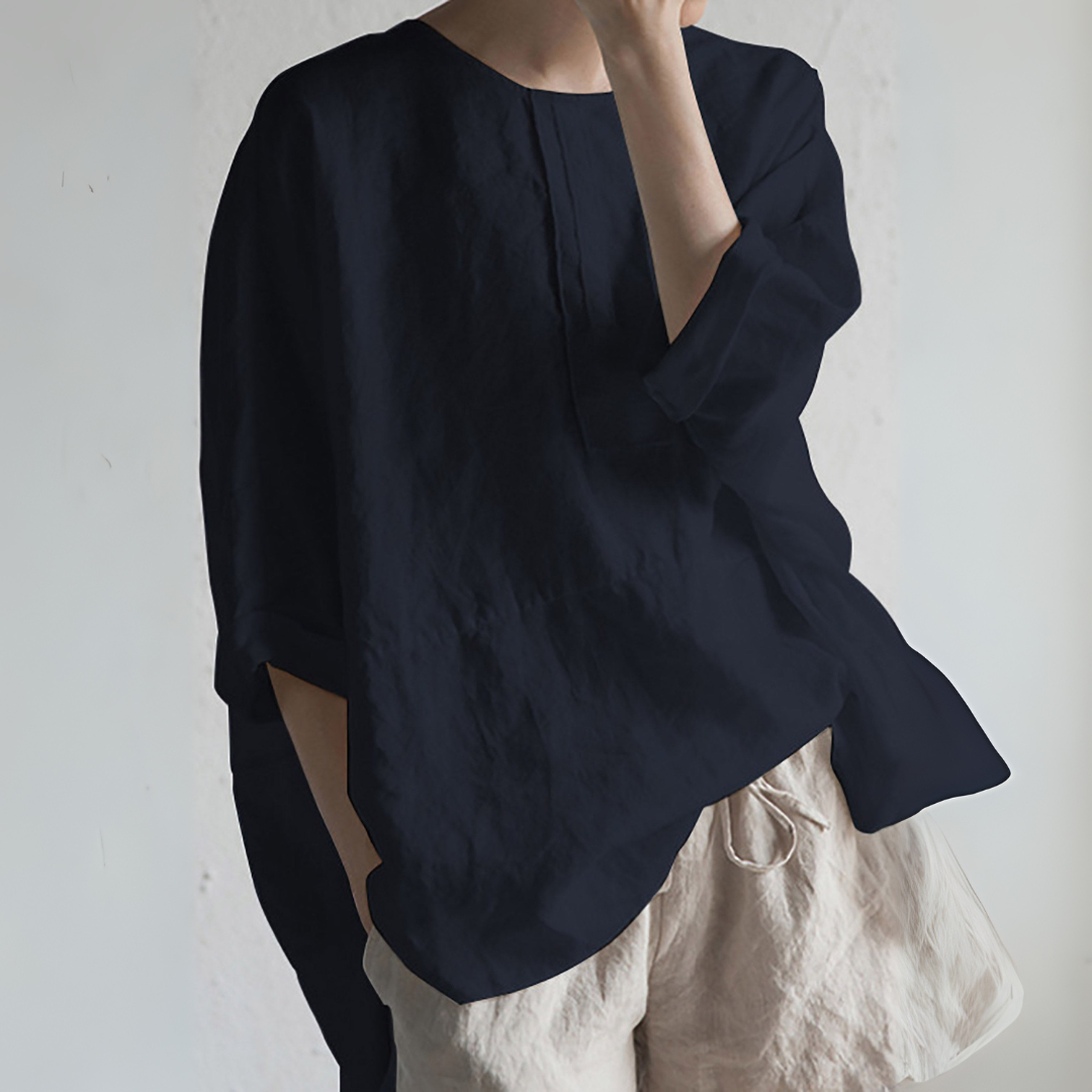 Ariola | Damebluse – Løs Pasform i Ren Hør Blå Nuvenci.dk