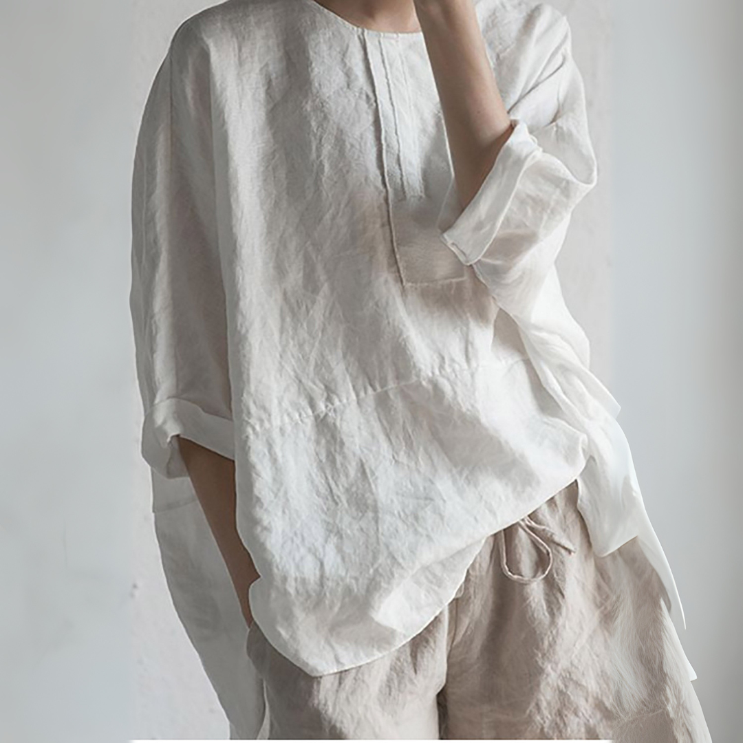 Ariola | Damebluse – Løs Pasform i Ren Hør Hvid Nuvenci.dk