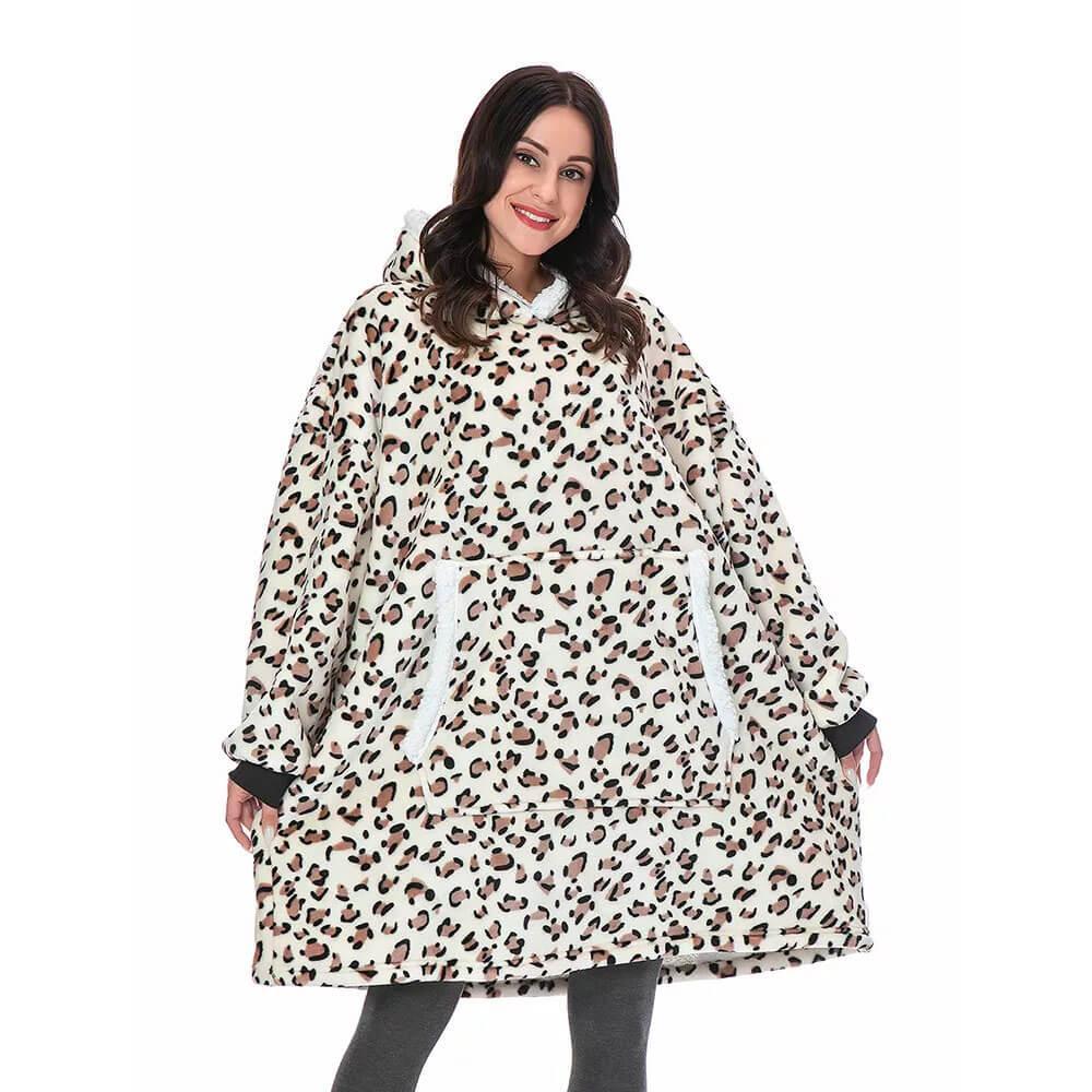 Betty | Luksuriøs Vintervarme Hoodie Dækken Leopardprint One Size Nuvenci.dk