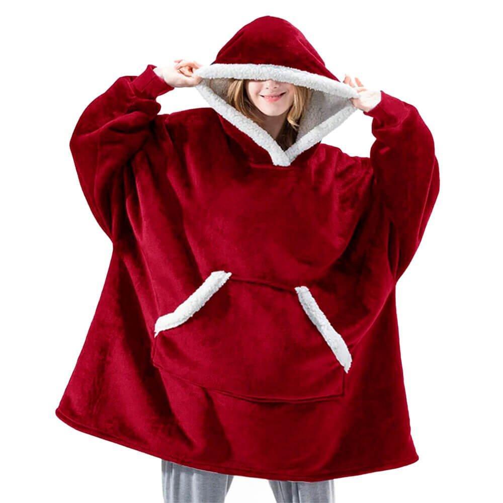 Betty | Luksuriøs Vintervarme Hoodie Dækken Rød One Size Nuvenci.dk