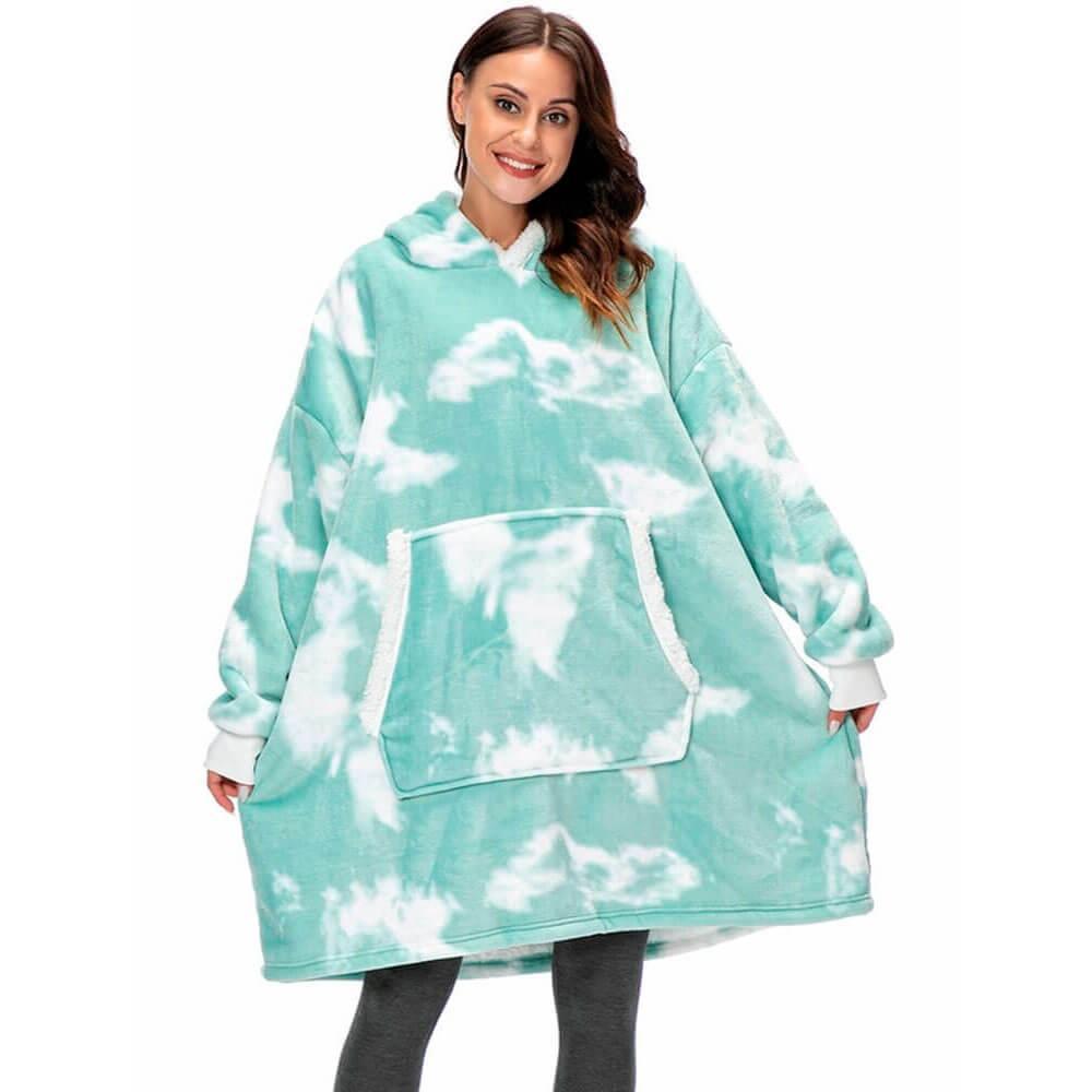 Betty | Luksuriøs Vintervarme Hoodie Dækken Tie Dye Grøn One Size Nuvenci.dk