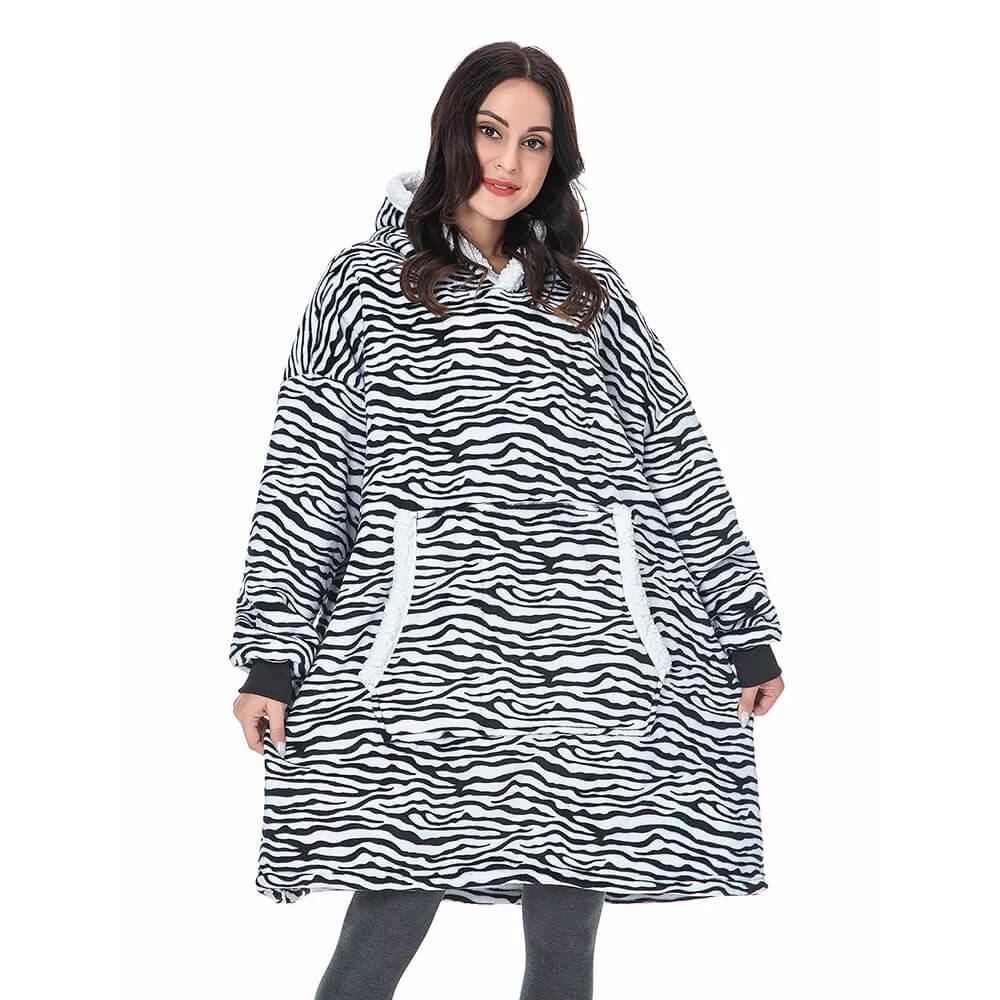 Betty | Luksuriøs Vintervarme Hoodie Dækken Zebra print One Size Nuvenci.dk