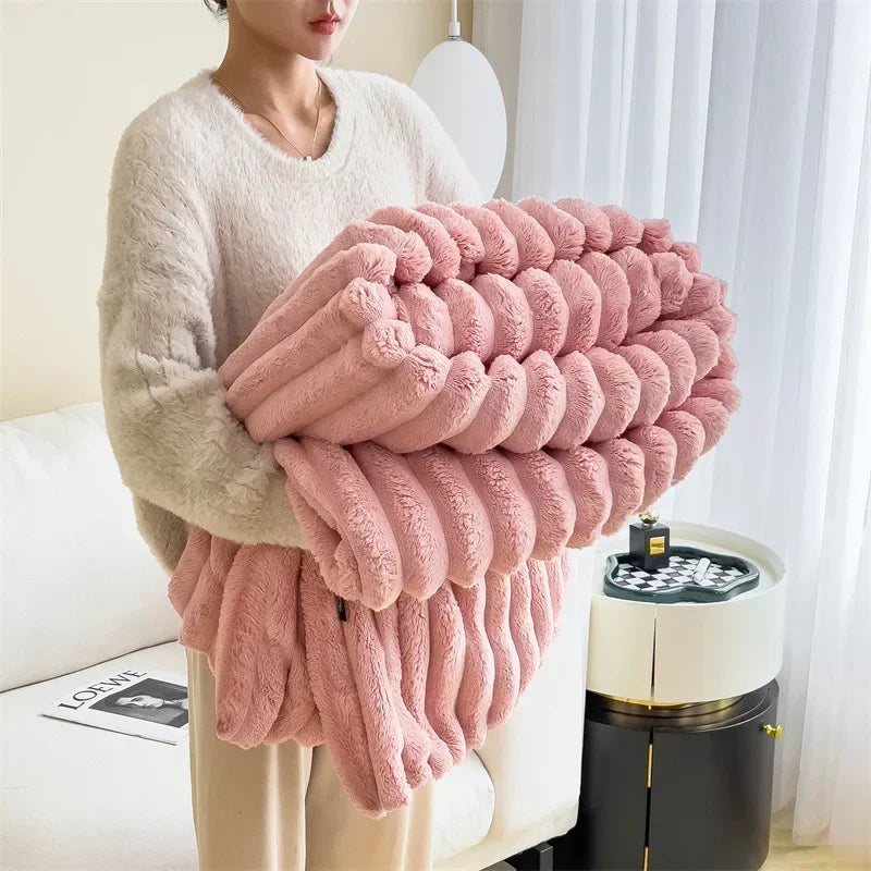 BunnyVelvet | Lækre Fleece-Tæppe Rosa Nuvenci.dk