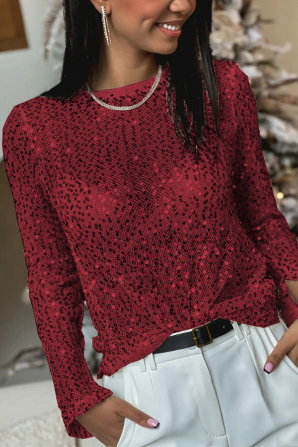 Jacqueline | Festlig Pailletbluse – Strålende Elegance
