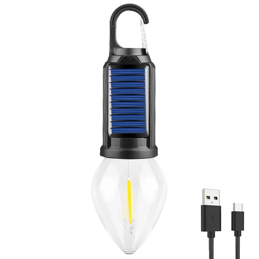 CampGlow | Solcelledrevet genopladelig campinglampe med krog Konisk Nuvenci.dk