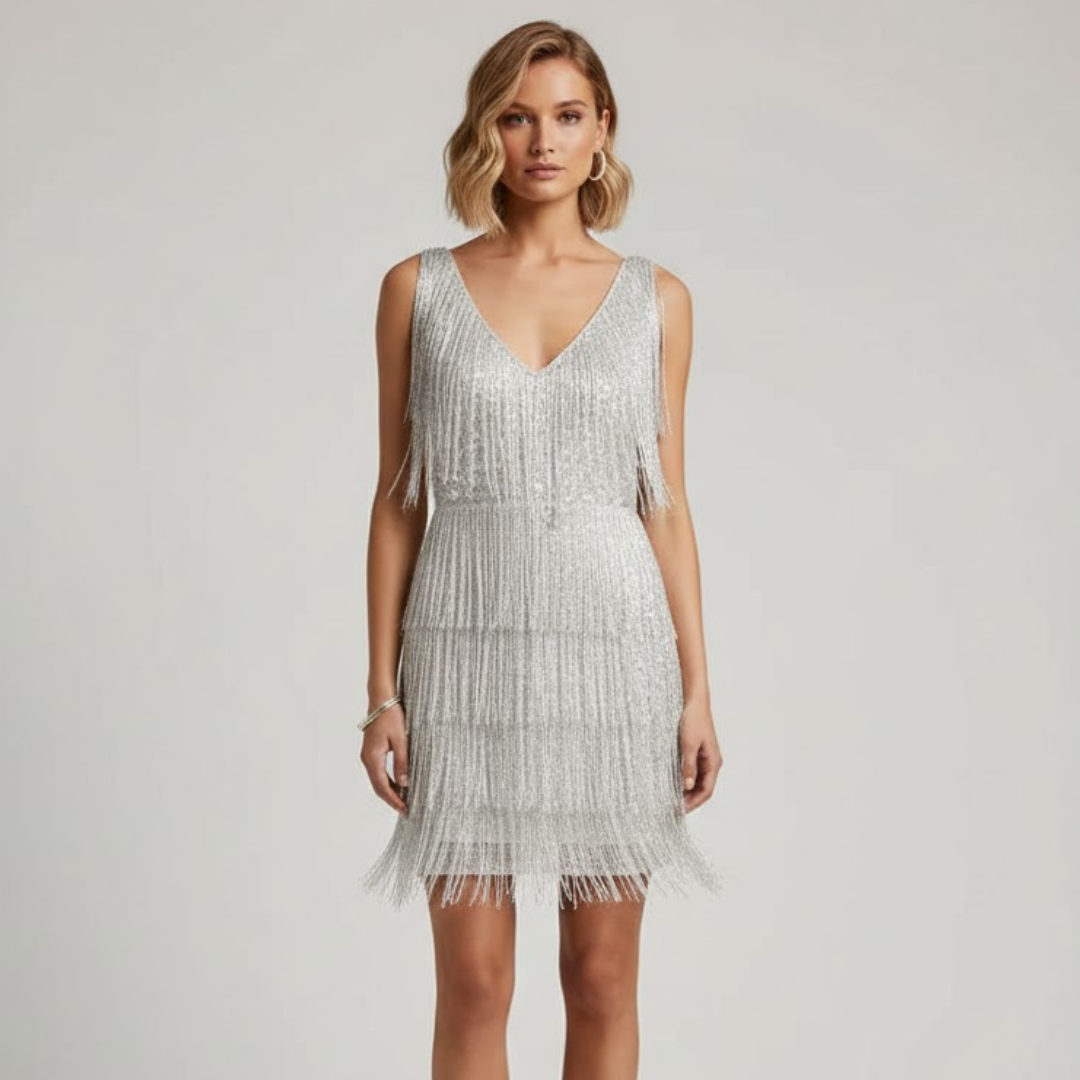 Cerena | Pailletkjole – Gnistrende glamour Sølv Grå Nuvenci.dk