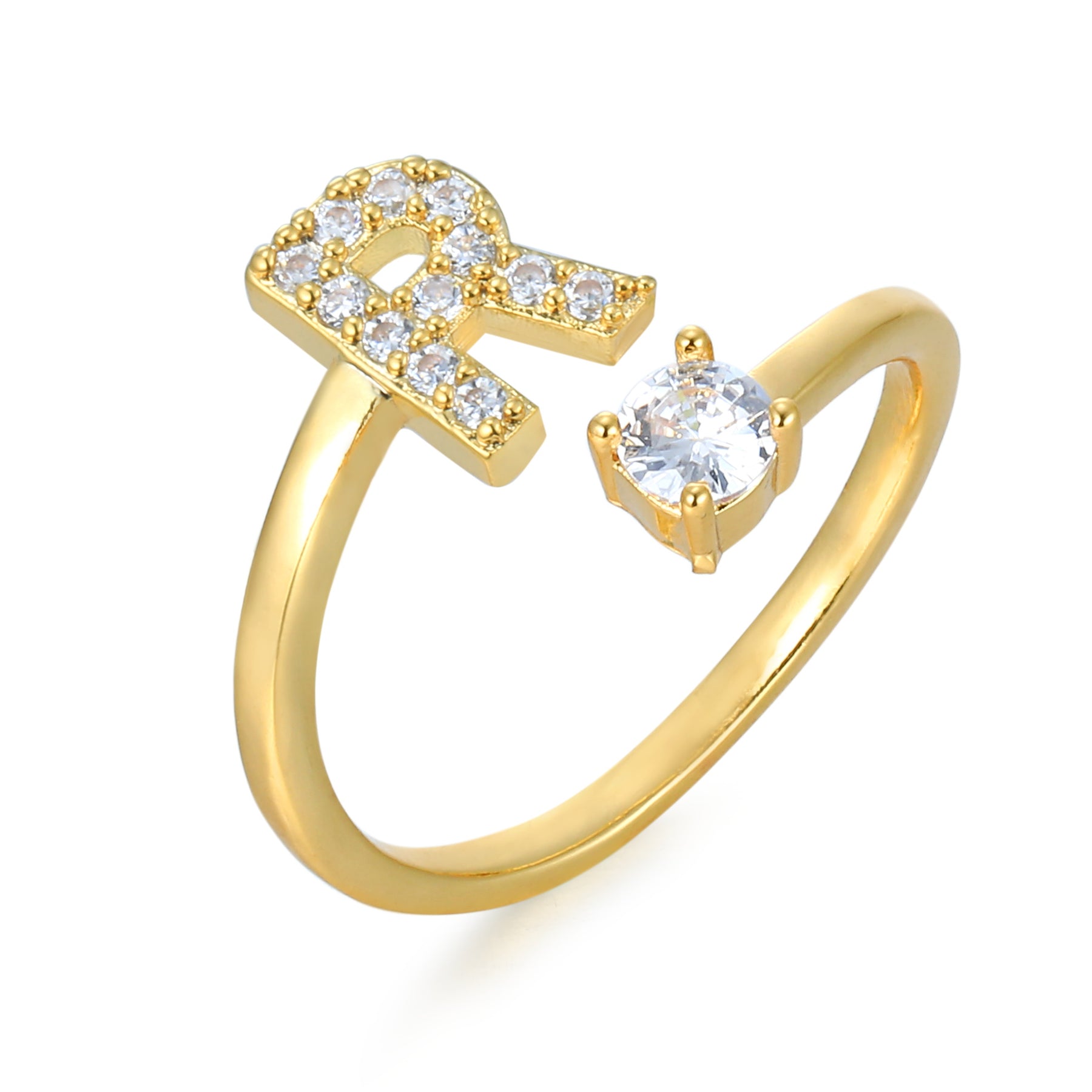 CharmBand | Personlig & Elegant Bogstavring Guld R Nuvenci.dk