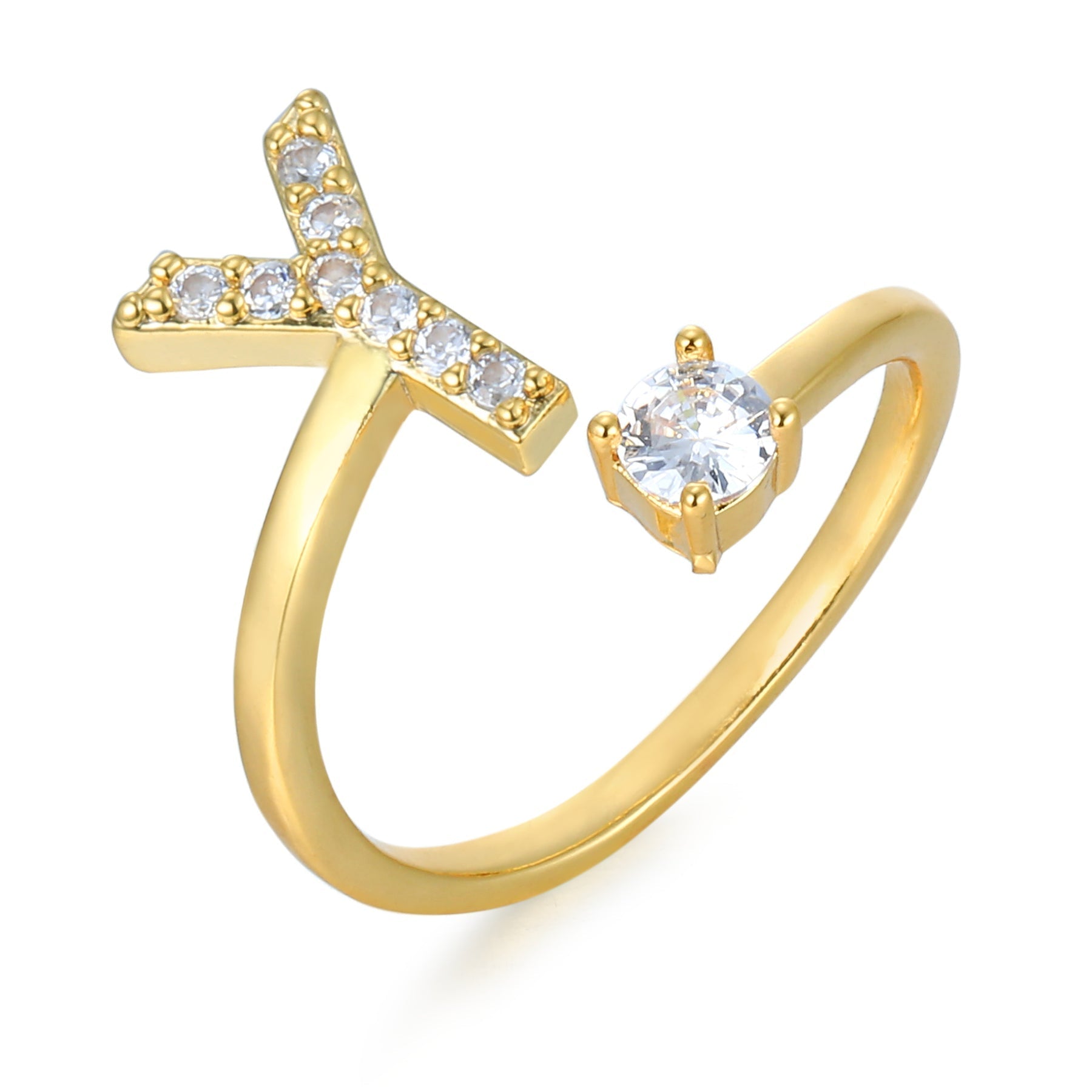 CharmBand | Personlig & Elegant Bogstavring Guld Y Nuvenci.dk