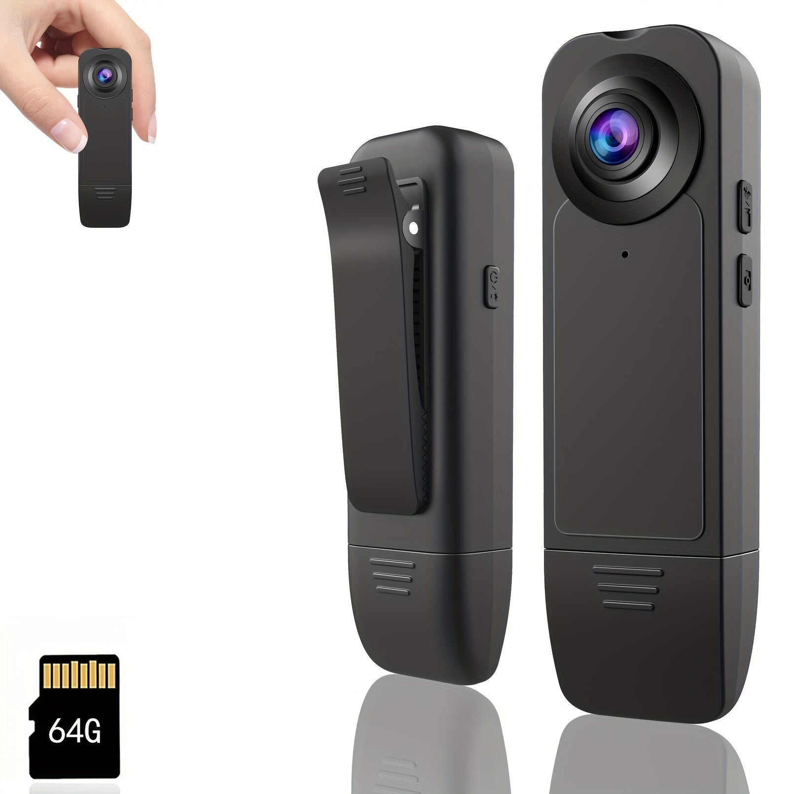ClearShot | Mini Kamera – Skarp Full HD Optagelse Overalt Sort + 64G Kort Nuvenci.dk