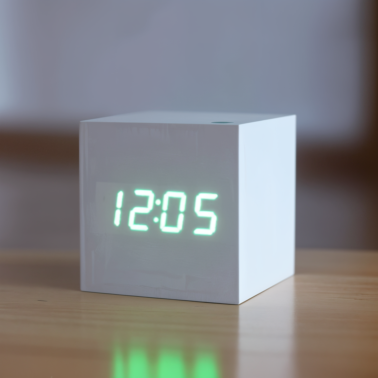 ClockyCube | Digitalt Vækkeur – Klar Visning og Smart Funktioner Hvid-Grøn Nuvenci.dk