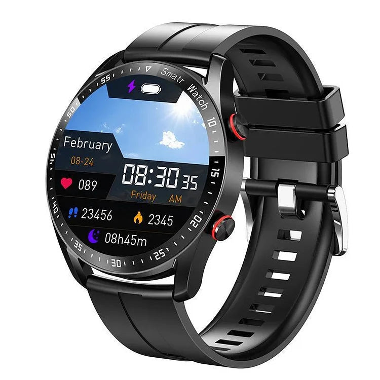 CoreWatch | Intelligent ur til sundhed, musik & kommunikation Sort silikonarmbånd Nuvenci.dk