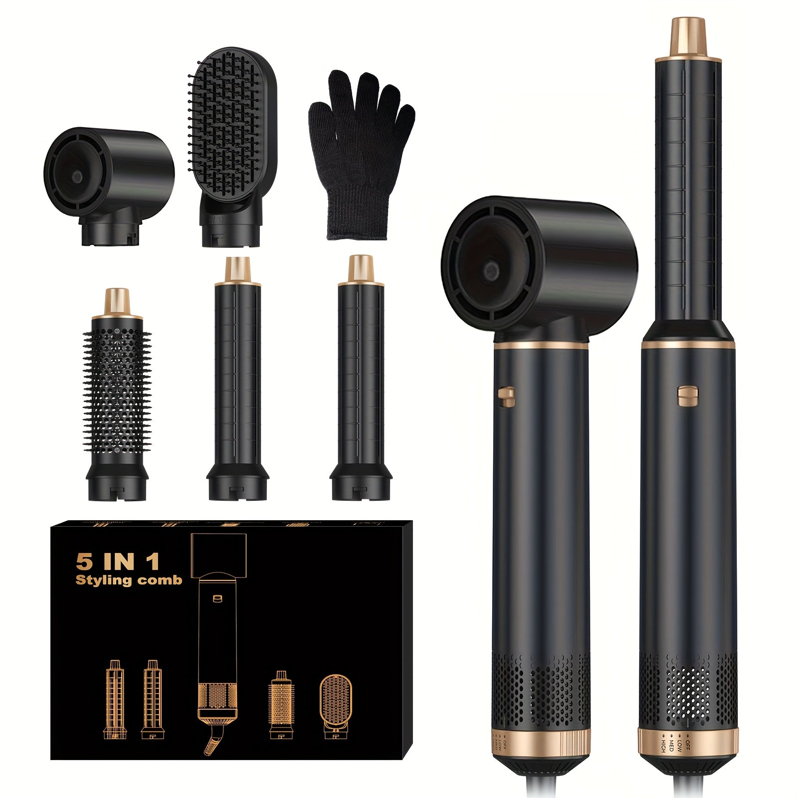 CurlMate | 5-i-1 Hårtørrer & Multistyler til Perfekte Krøller og Glat Hår Nuvenci.dk