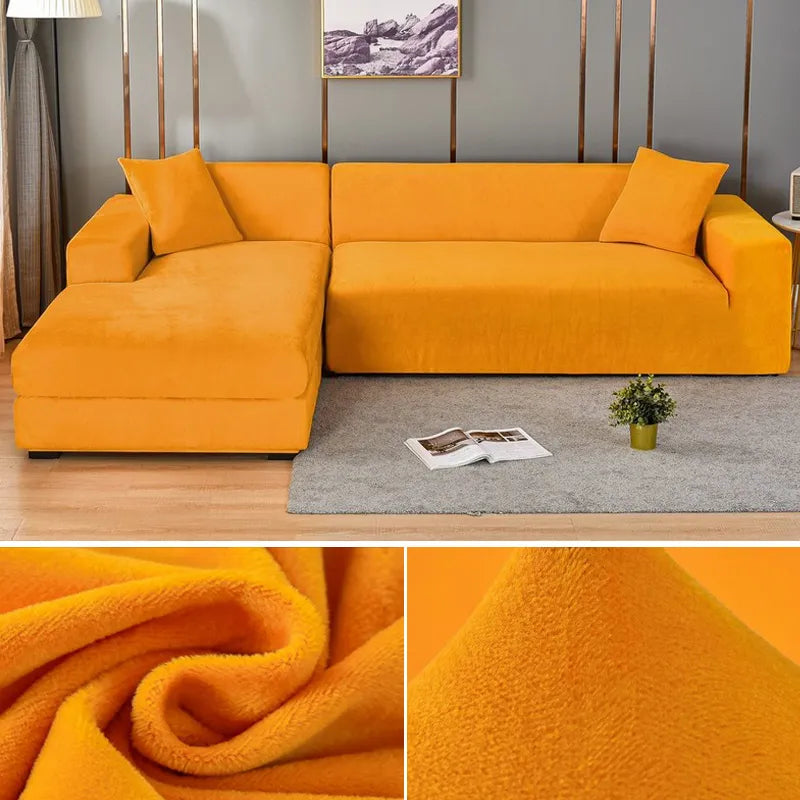 CushionEase | Stilfuldt Stræksbetræk til Sofa Orangegul Nuvenci.dk