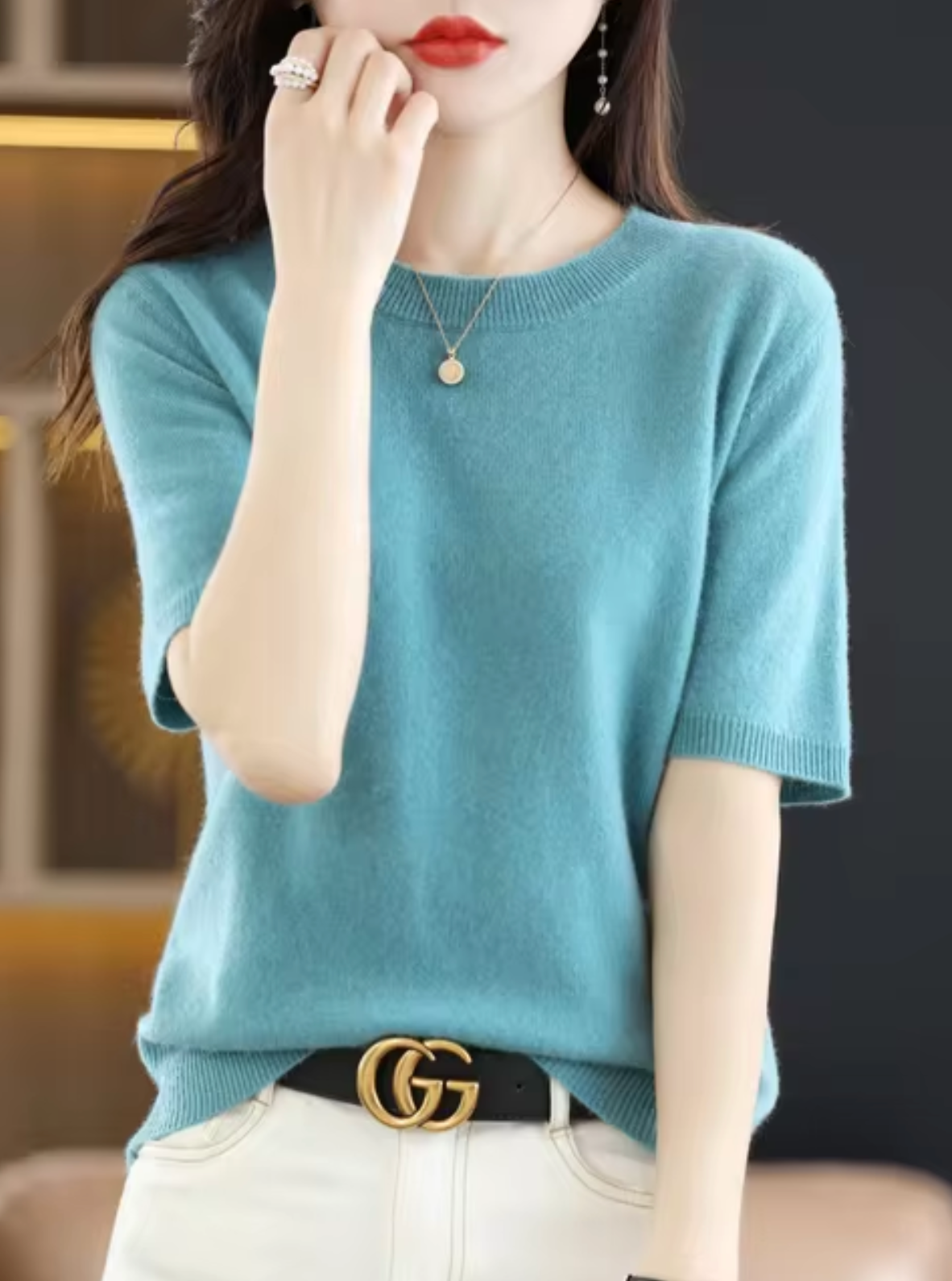 Variant image for Bellezza | Women's Sweater – Luxurious Short Sleeve Elegance-49