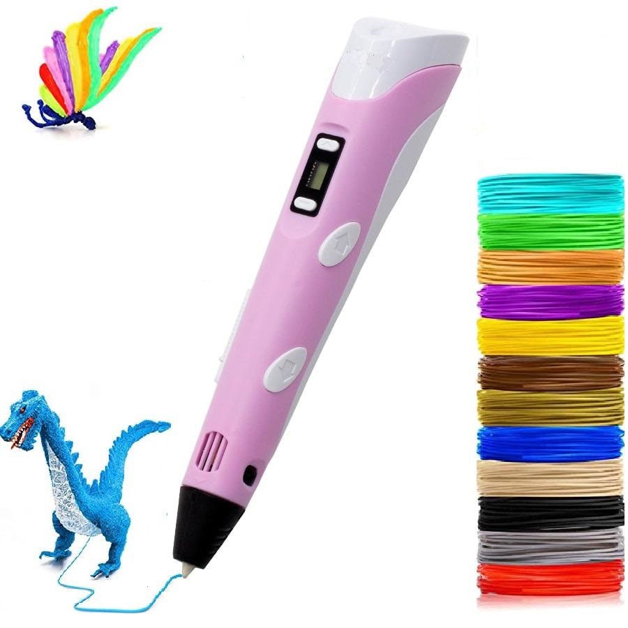 DoodleMaster | 3D Pen – Slip Fantasien Fri med Unikke Design Pink + 10Pcs Farvet Filament (50M) Nuvenci.dk