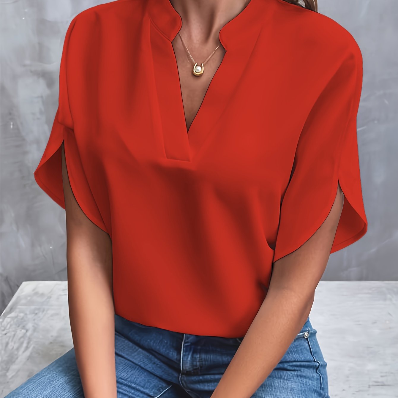 Eleanor | Stilfuld Bluse til Enhver Lejlighed | Dame Rød Nuvenci.dk