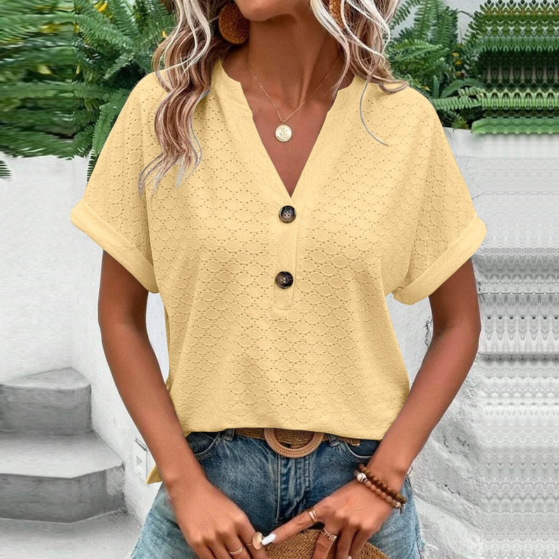 Elidia | Damebluse – Elegant Komfort og Stil Gul Nuvenci.dk