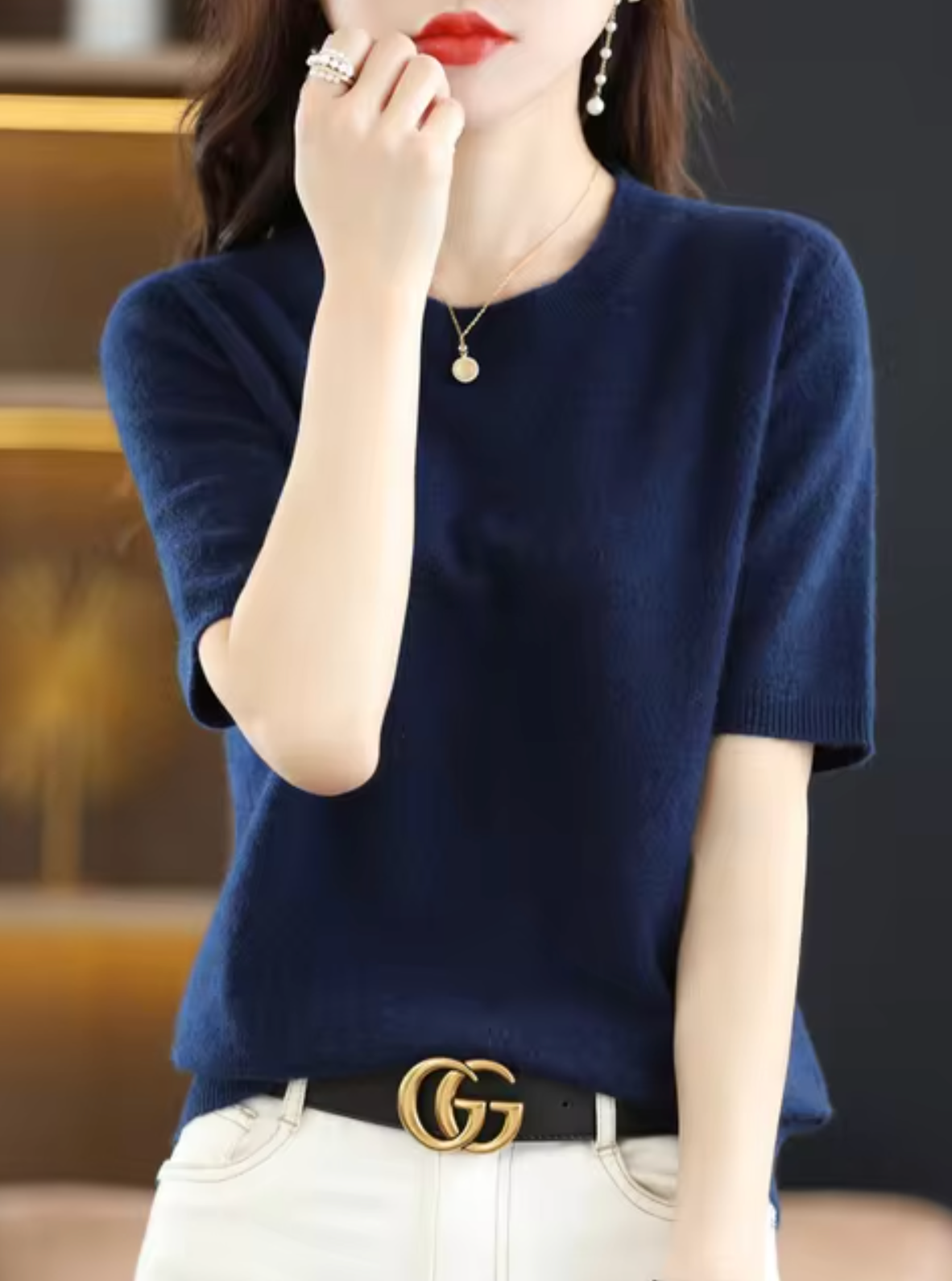 Variant image for Bellezza | Women's Sweater – Luxurious Short Sleeve Elegance-45