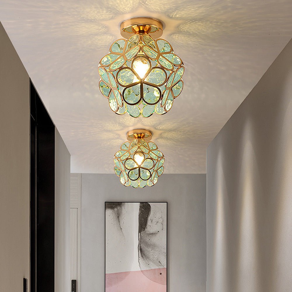 FleurLuxe | Design Blomster Stil Glas Ganglampe Grøn D20cm*H25cm Nuvenci.dk