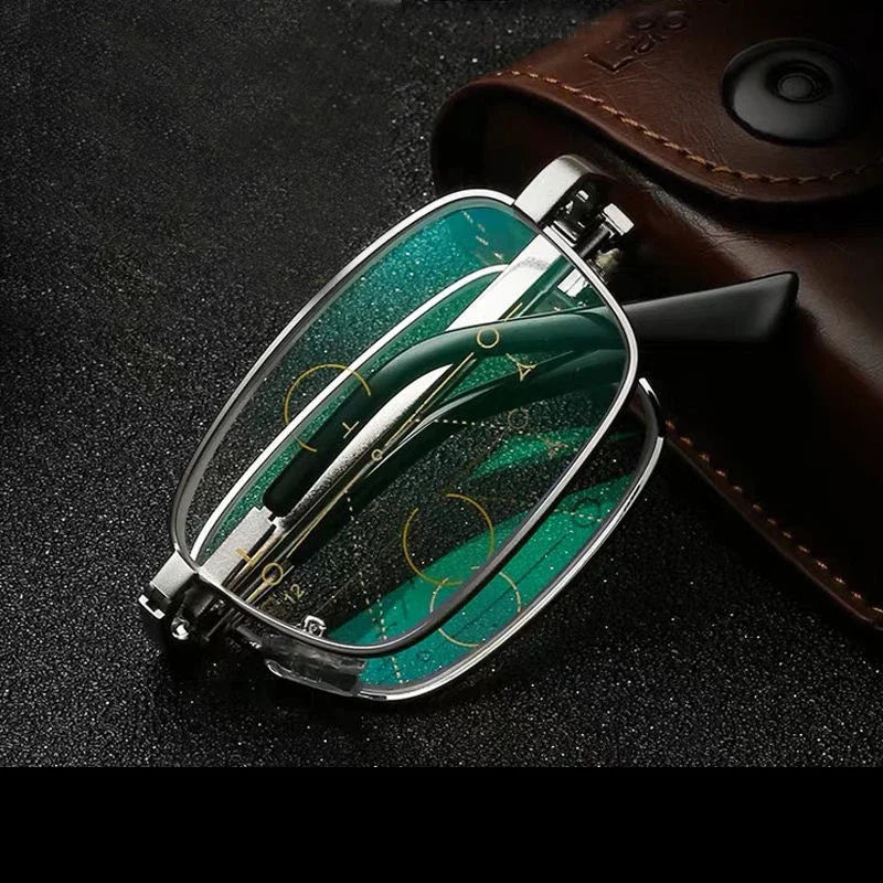 FoldFit | Rejsevenlig progressiv brille med blåt lys Sølv Nuvenci.dk