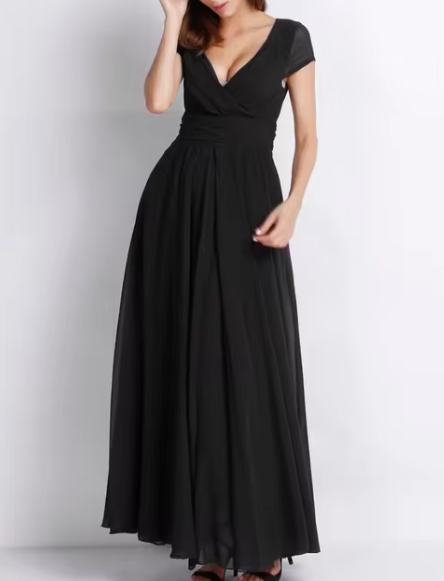 Frances | Lang Aftenkjole – Boho Stil med Tidløs Raffinement Sort Nuvenci.dk