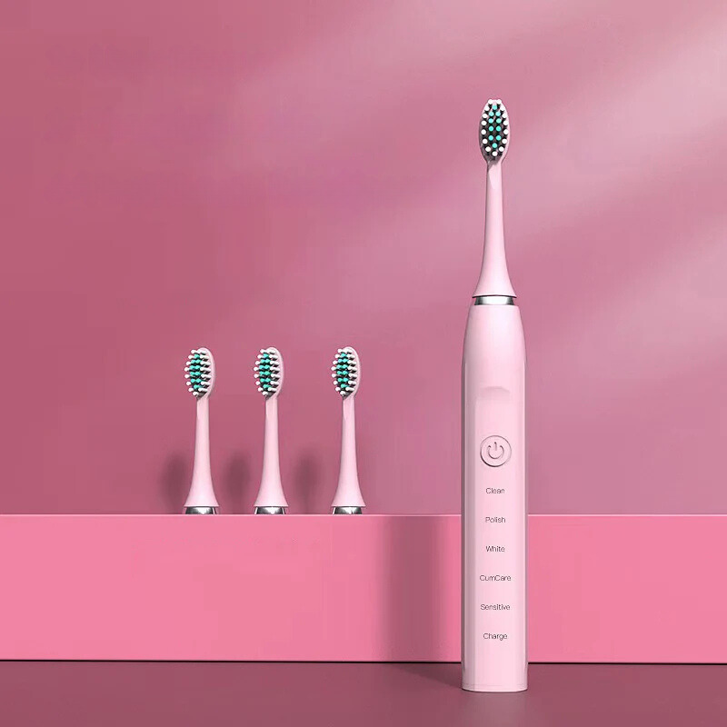FreshVibe | Sonic Tandbørste med Langtidsholdbare Børstehoveder Pink Nuvenci.dk