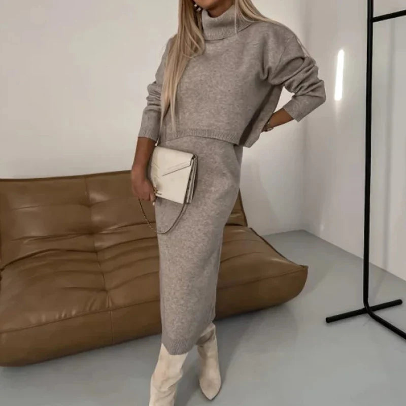 Gabriella | Midi Kjole Sæt – Sofistikeret Outfit til Hverdag og Fest Nuvenci.dk