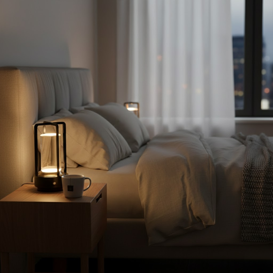 GlowEase | LED Bordlampe – Justerbar Hyggebelysning Nuvenci.dk