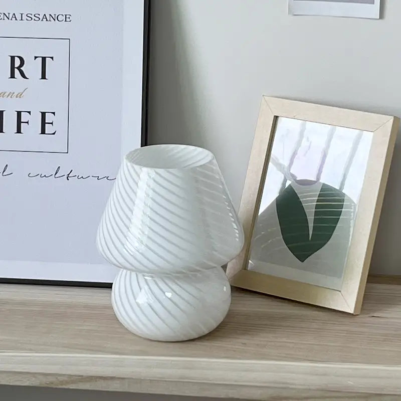 GlowMushroom | Kreativ og Vintage Murano-Svampe Lampe Hvid Nuvenci.dk