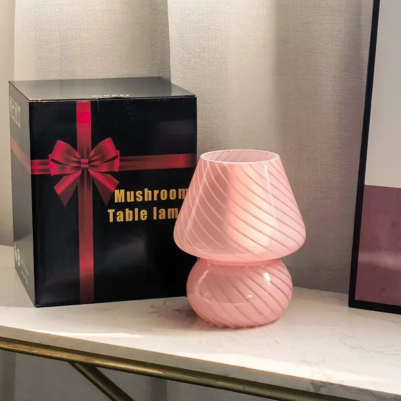 GlowMushroom | Kreativ og Vintage Murano-Svampe Lampe Rosa Nuvenci.dk