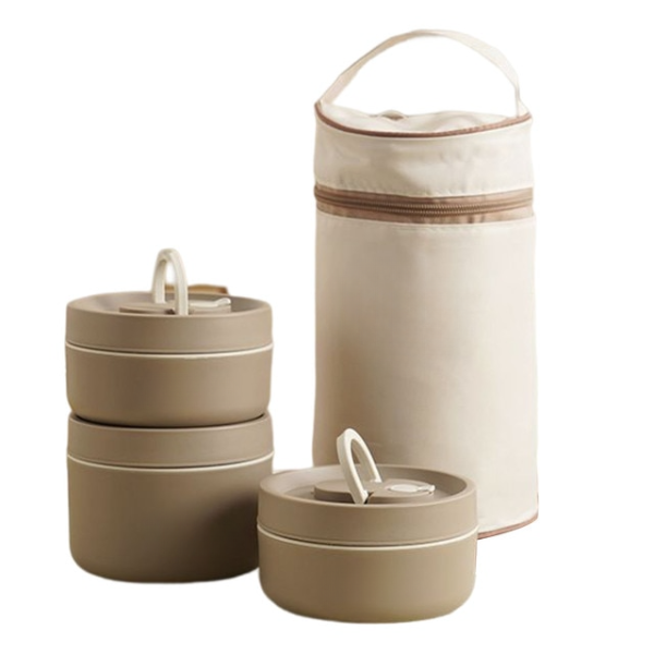 HotCarry | Flerlags Isoleret Madkasse med Gratis Bæretaske Brun 2x Lille + Stor Nuvenci.dk