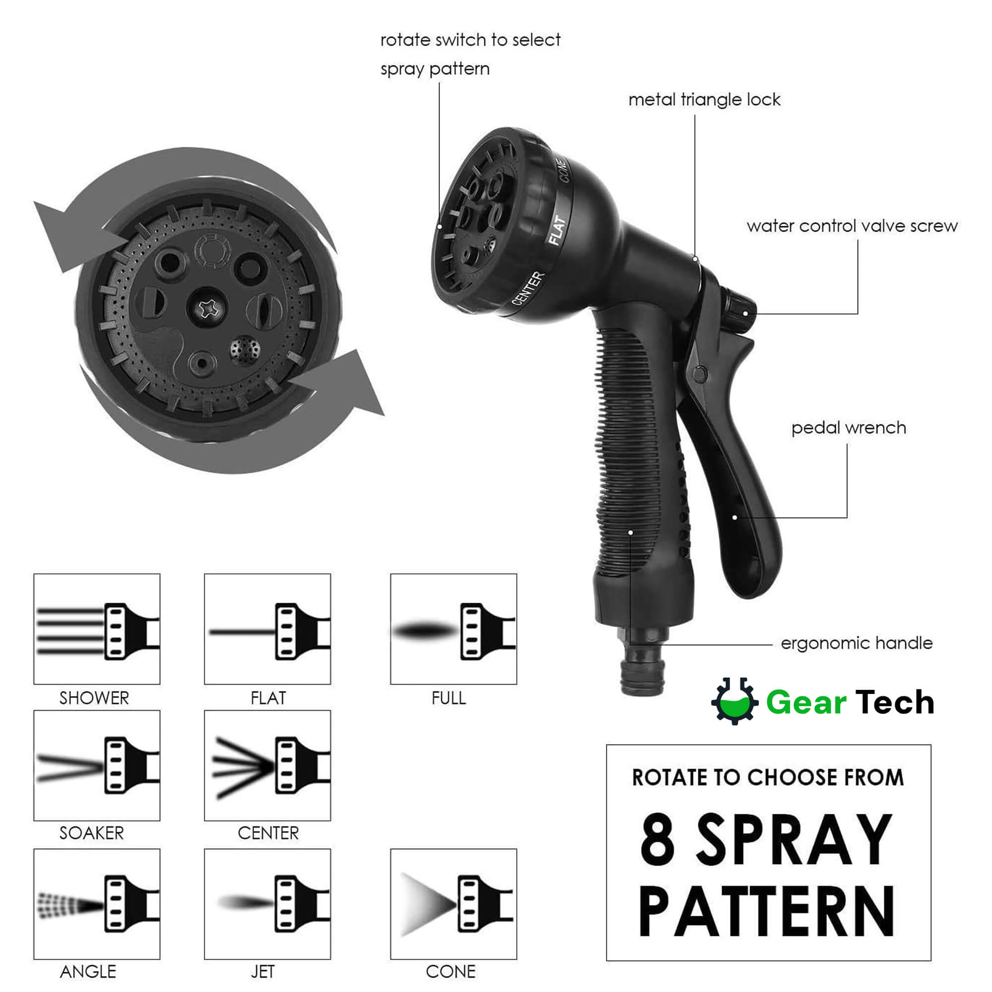 HydroStretch | Haveslange – Udvidbar Slange med 8 Sprayfunktioner Nuvenci.dk