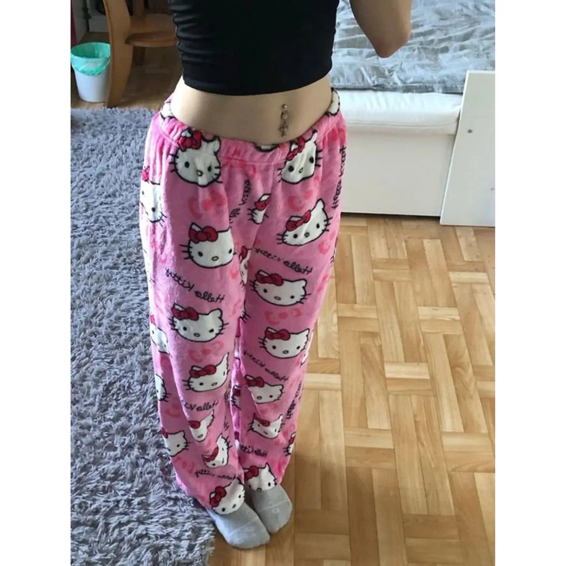 Élégance | Loungewear Bukser – Komfortabelt Kattemønster-4
